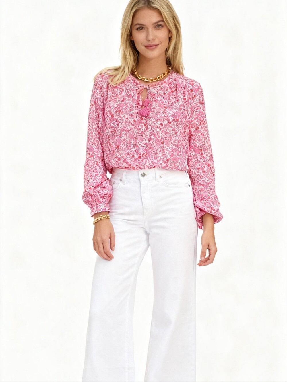 Vineyard Vines Cotton Long-Sleeve Floral Blouse Size 3X